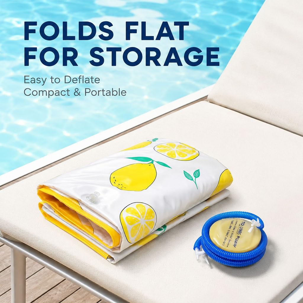 Balsa Reclinable De Playa con Estampado De Limón, Flotador De Piscina