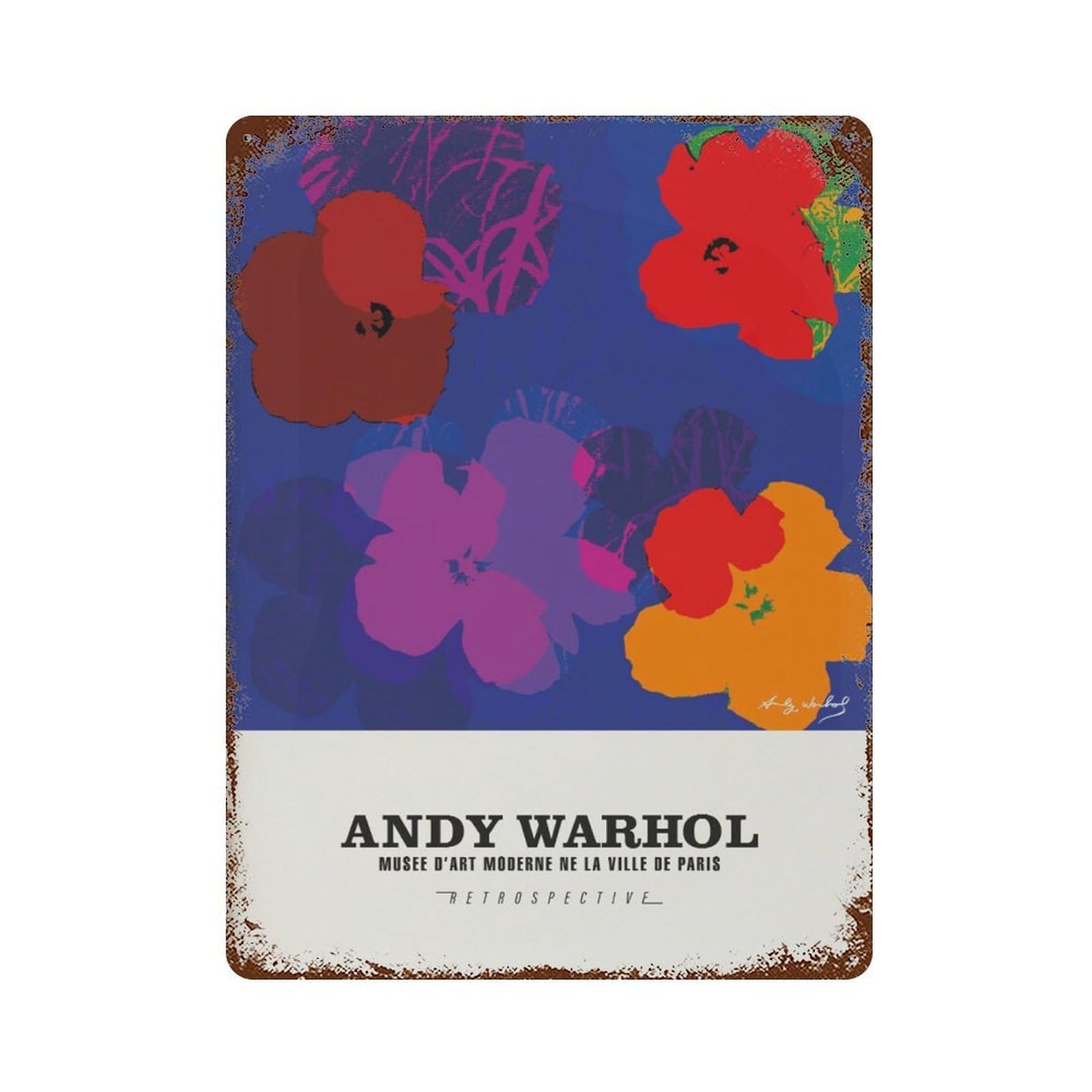 xiaoxiaoshen Andy Warhol Flowers Exhibition Pop2 Wall Decor Art Metal Tin Poster Modern Home Decor Art Home Bar Shop Decorations Vintage Sign 40x30cm