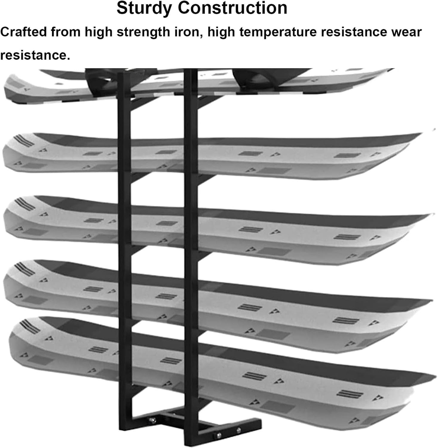 Skateboard & Snowboard Wall Mount, Home Gym Organize Holder, 5-Tiers Metal Snowboard Storage Rack Free Standing for Skis/Skateboards/Scooter, Floor Display Stand for Garage/Shop