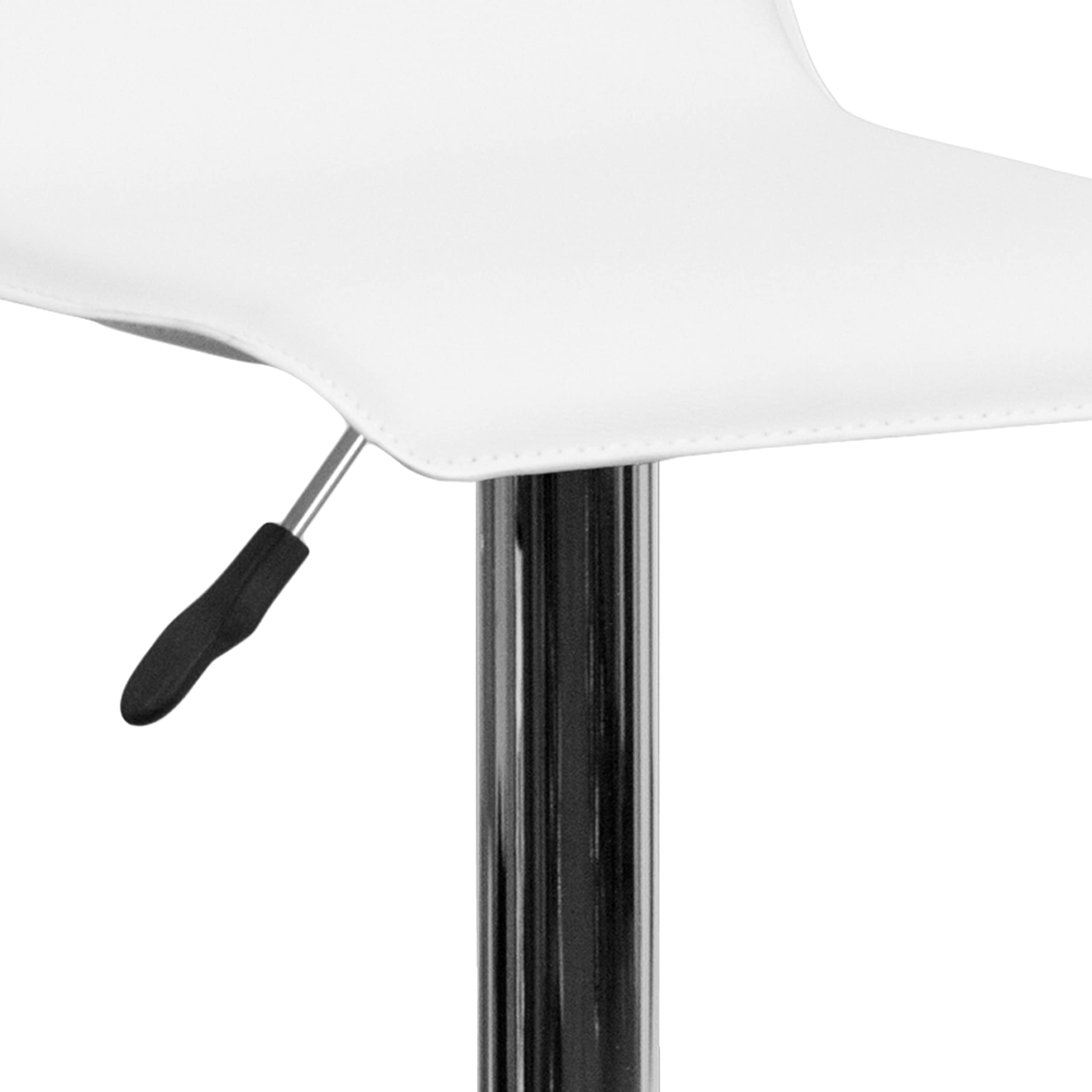 Flash Furniture Athens - Sgabello da Bar Moderno in Vinile Bianco, Altezza Regolabile, con Solida Seduta ondulata e Base cromata, Confezione da 2