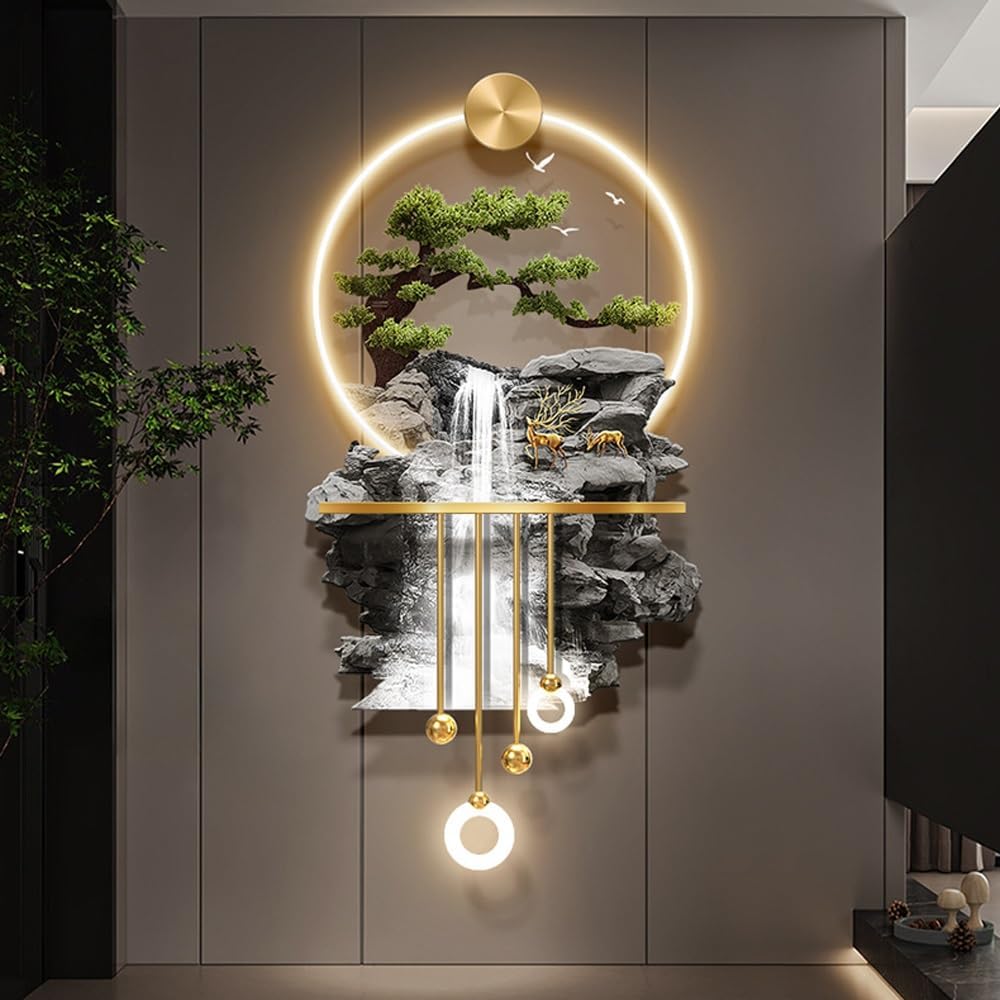 SYLUOQP LED Wall Sculptures, 3D Wall Murals for Bedroom, Plug-in Power Supply Wall Art, Relief LED Decorative Painting for Entrance Hallway Living Room,100 * 50cm