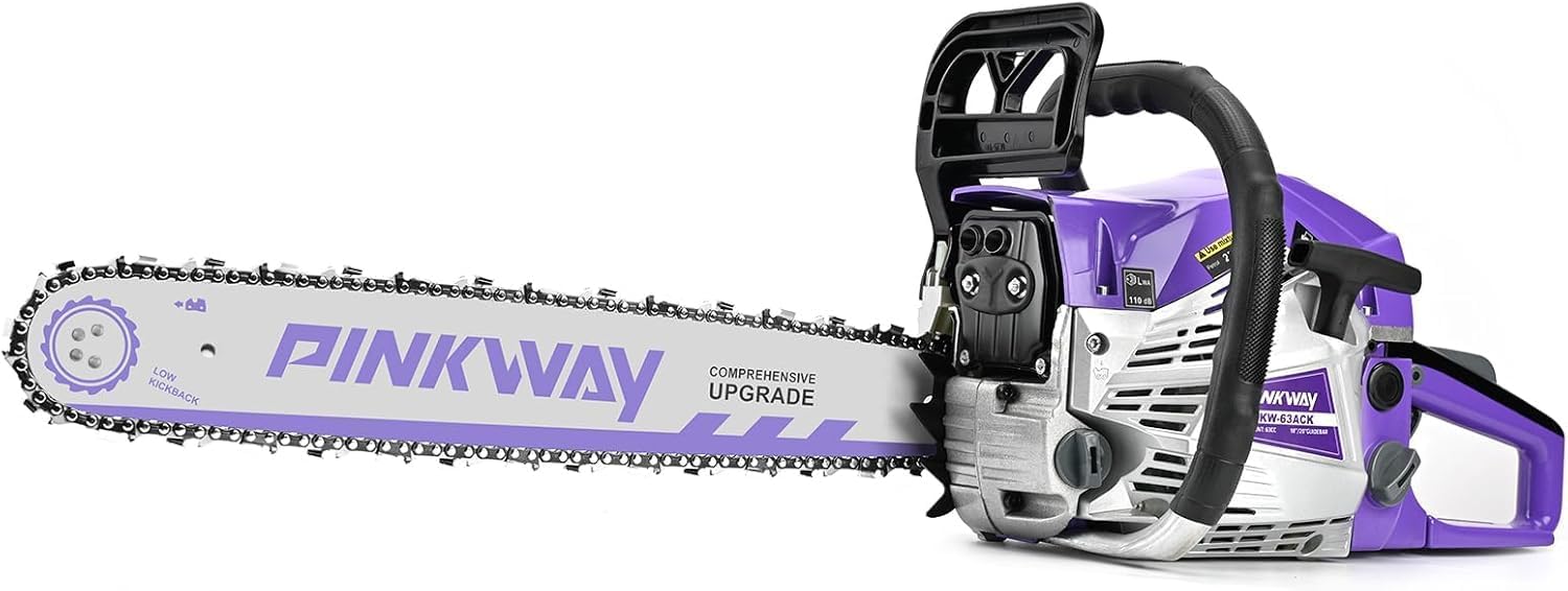 63cc Gas Chainsaws 20 Inch Bar Power Chain Saws, Gas Powered Chainsaw 2 Stroke Handed Petrol Gasoline Chain Saw for Cutting Wood Outdoor Garden Farm Home Use with Tool Kit,63ACG update