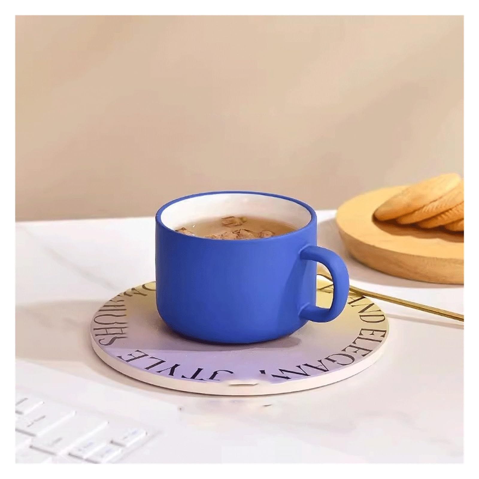 Tazza di Vetro, Tazza da tè, Tazza da caffè in Vetro, Set di Tazze da caffè e piattini, Tazza in Ceramica, Tazza da tè per Ragazze, Tazza da Coppia, Tazza da Ufficio (A)