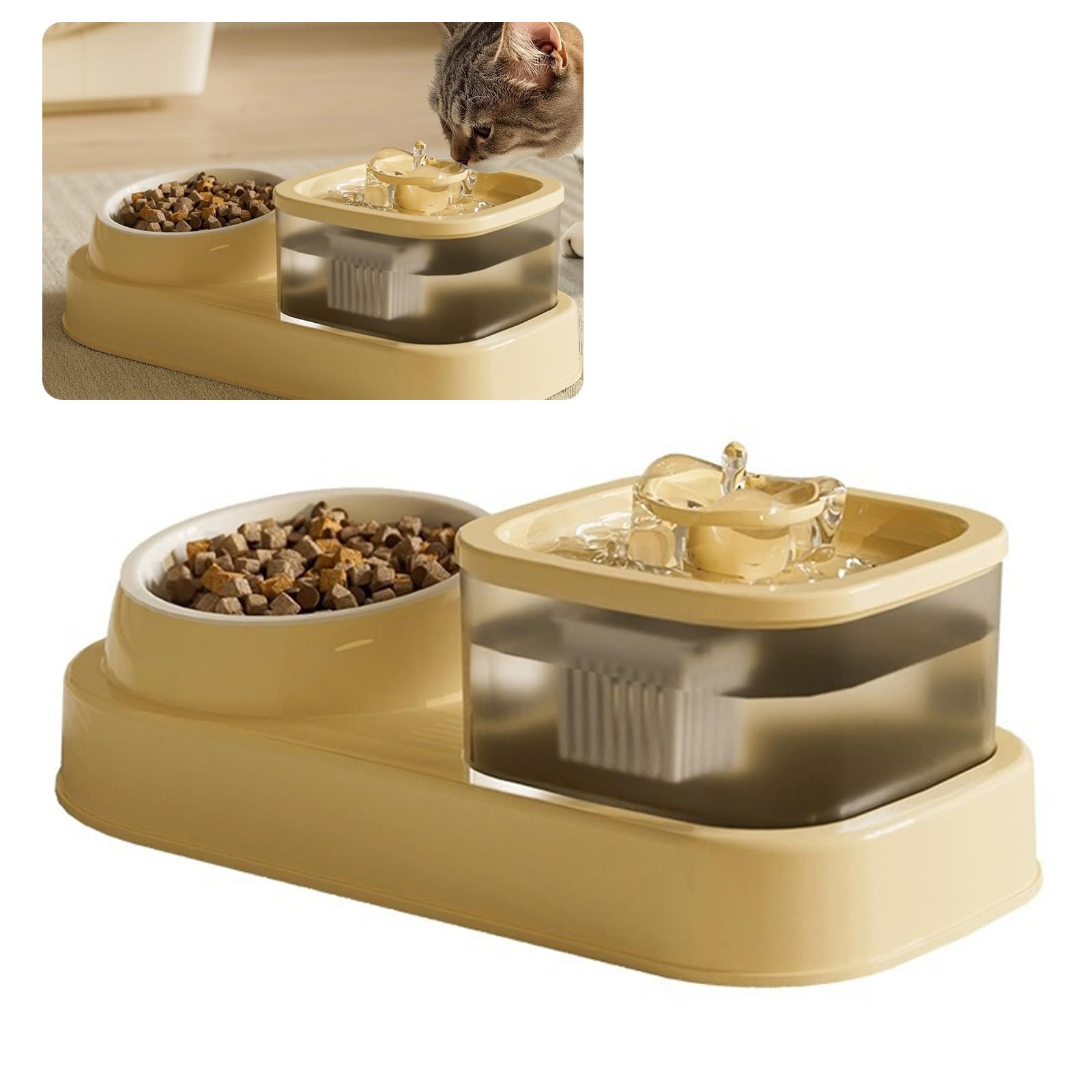 HUANGTNG Pet Automatic Waterer Cats Feeder Food Container Bowl Automatic Water Fountain 2 in 1 Pet Large Dog Water Feeder