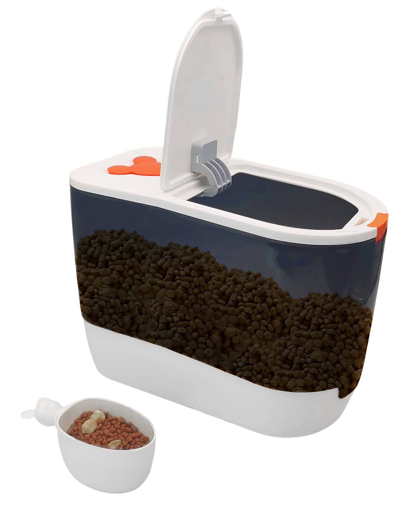 BNOSDMLarge Airtight Cat Food Storage Container for Pet Dog Foods Storage Bins with Scooper Translucent Plastic Pets Dogs Cats Birds Dry Feed Dispenser, Kitchen Rice Cereal Flour 12 lb