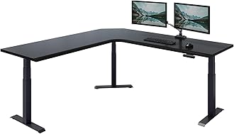 Vari ComfortEdge 80x80 L-Shape Electric Standing Desk – Height Adjustable Sit-Stand VariDesk for Corner Office with Reversible Left/Right Design + Black Top/Black Legs (Ships in 3 Boxes)
