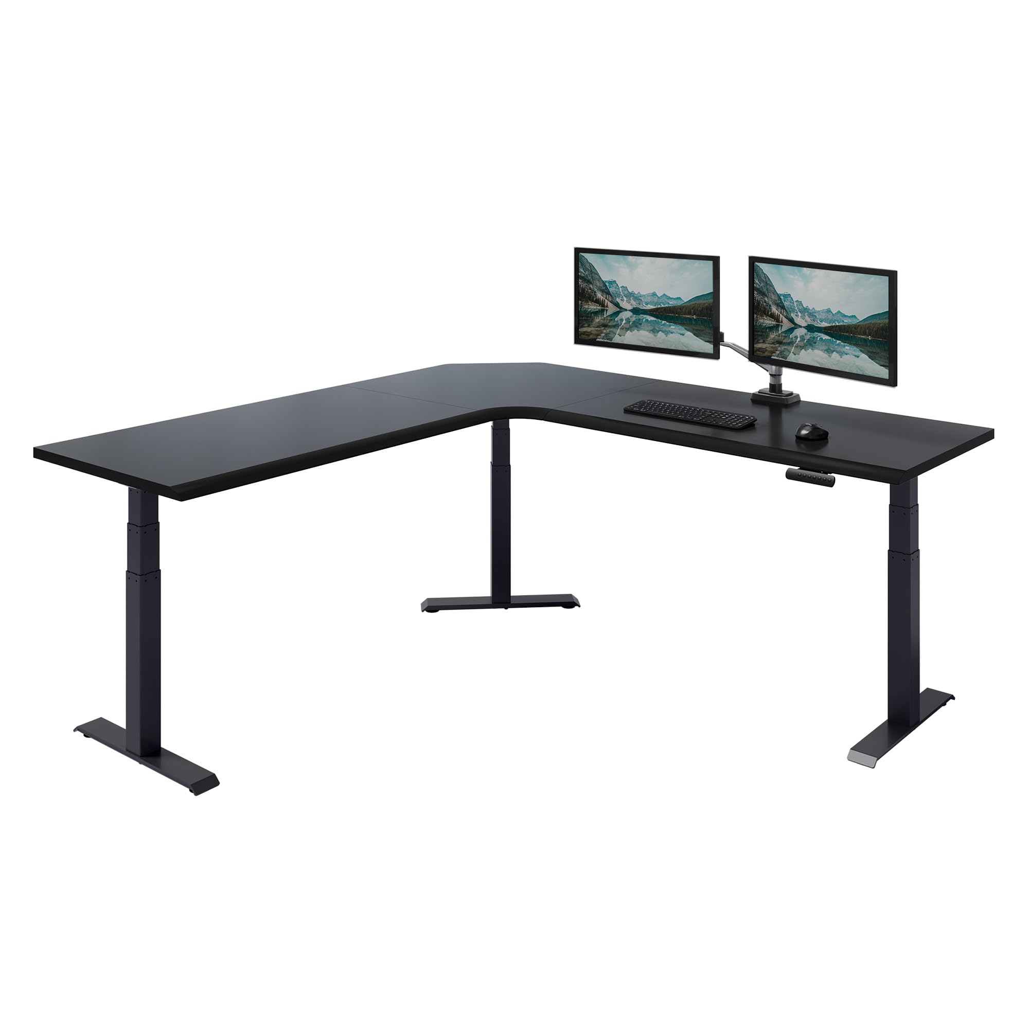 Vari ComfortEdge 80x80 L-Shape Electric Standing Desk – Height Adjustable Sit-Stand VariDesk for Corner Office with Reversible Left/Right Design + Black Top/Black Legs (Ships in 3 Boxes)