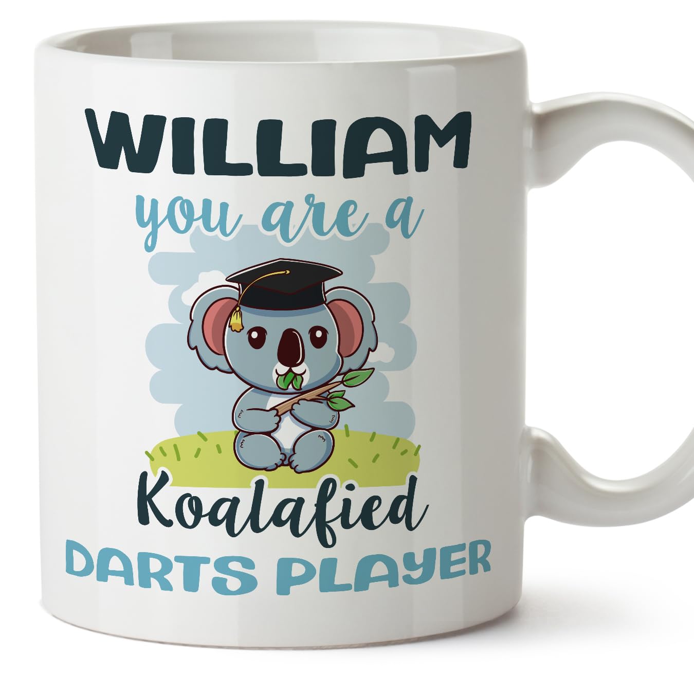 MUGFFINS Personalised Mug for Darts Player man - in English - Custom Koalafied - Funny Custom Gift for Colleagues - Ceramic 11oz Mug — image 1