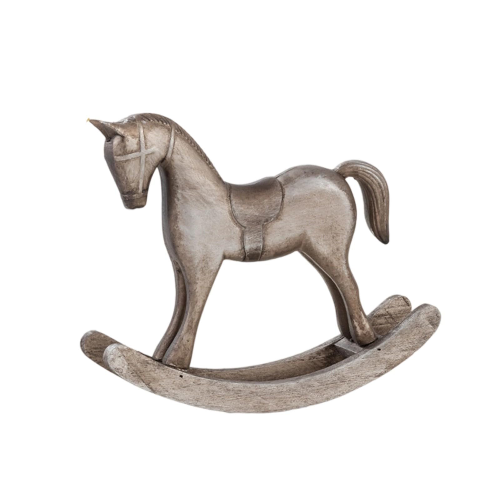 Snorvixre Wood Rocking Horse Figurine Nursery Decoration Carved Art Ornament for Bookshelves or Windowsill Display Wooden Horse Figurine Decoration