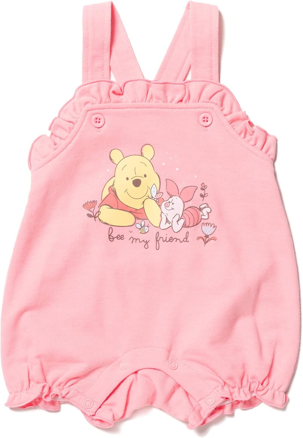 Disney Minnie Mouse Winnie the Pooh Baby Girls French Terry Short Overalls and T-Shirt Newborn to Infant - Image 6