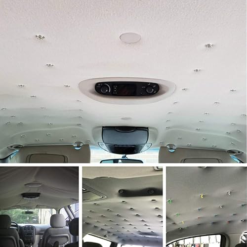 Miniatura 6 de 60 piezas de botón de reparación de techo de automóvil, diseño universal de remaches de techo para techo de automóvil, franela fija, con herramienta