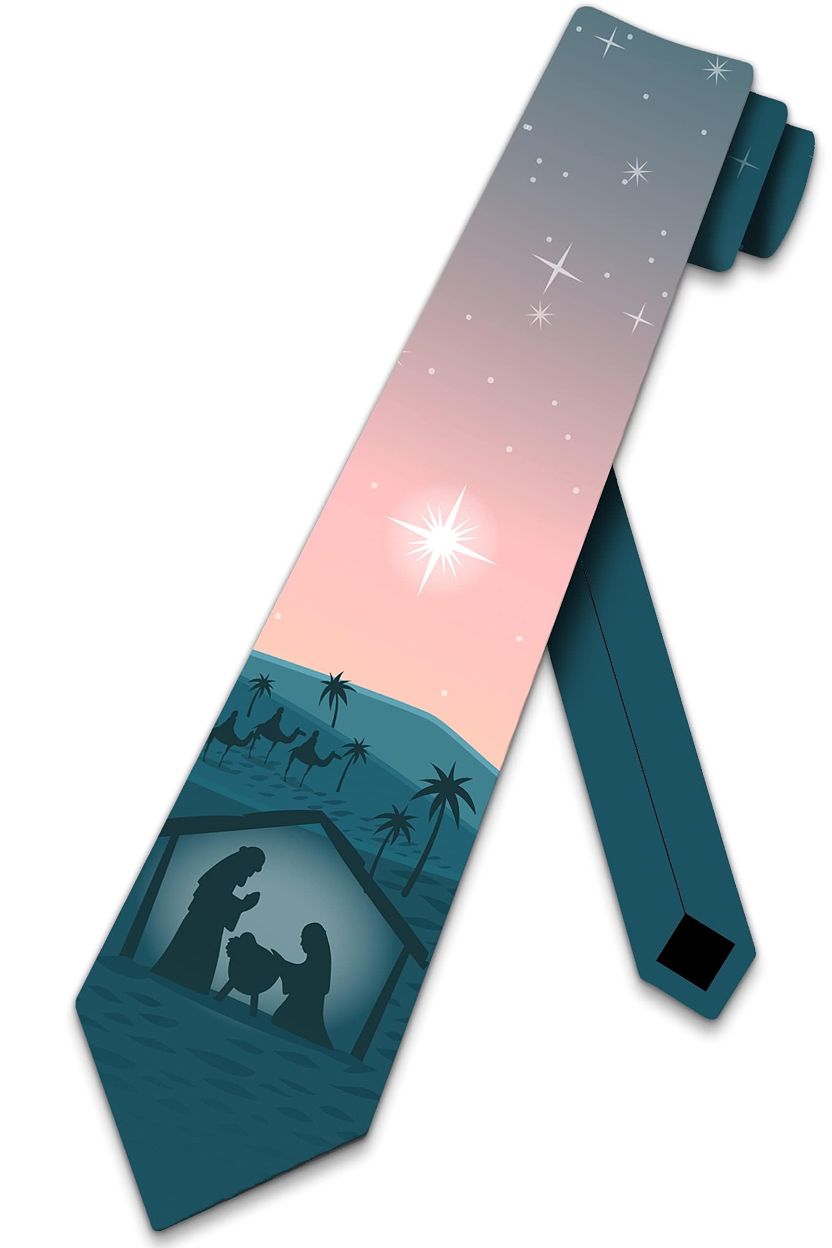 Three Rooker Christmas Ties Mens Nativity Necktie Religious Ties for Men Manger Necktie