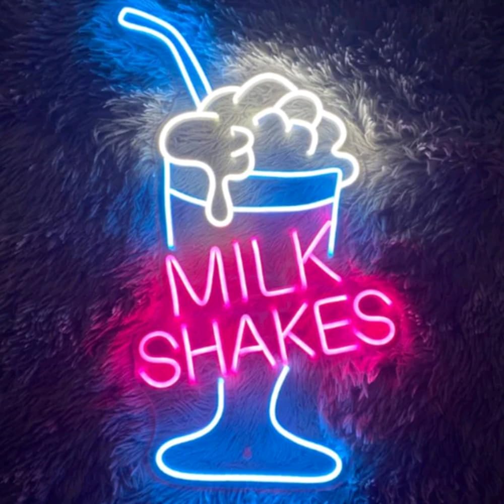 Enseigne Lumineuse Néon LED 'Milch Shakes' - Décoration Murale Pour Bar, Chambre, Salon - Alimentation USB