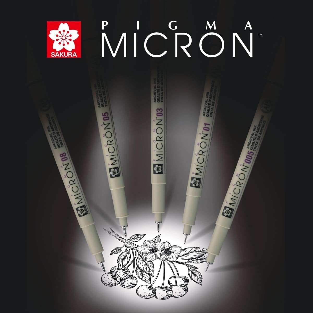 Pigma MICRON Sakura Noir 003 - set de 3pcs et 1 carte