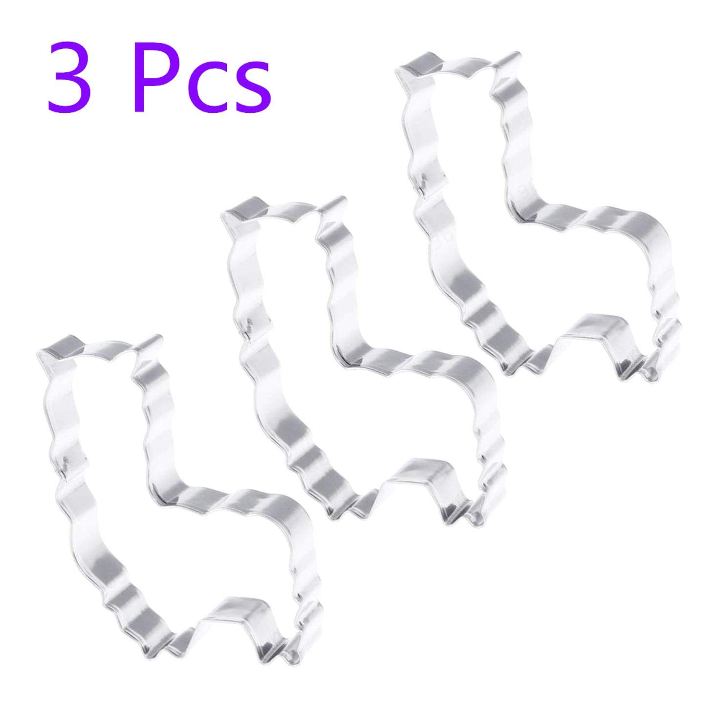 PRINDIY 3 Piece Stainless Steel Cookie Cutters Not-Stick, Cartoon Cute Cute Cute Cookie Cake Cake Mould Alpaca Shaped Shapes