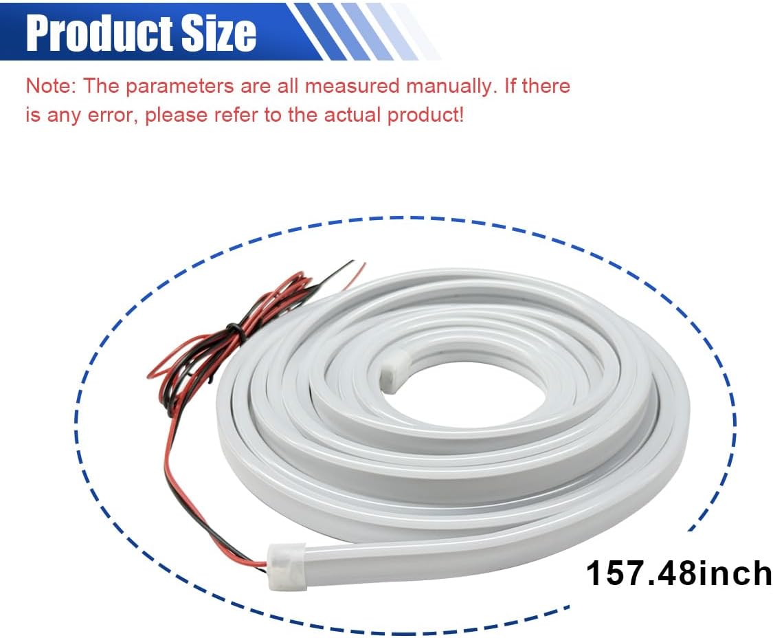 Dynamic Flowing Car Trunk LED Strip Lights, 157-inch Flexible Silicone Water-Resistant Ambient Lighting Lamp, Universal Cutting Vehicle Interior Decoration Light for SUV Truck (White)