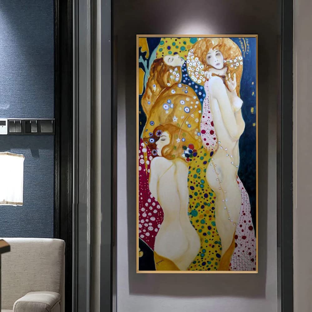 Peinture à l'huile nue femme endormie Klimt sur grande toile