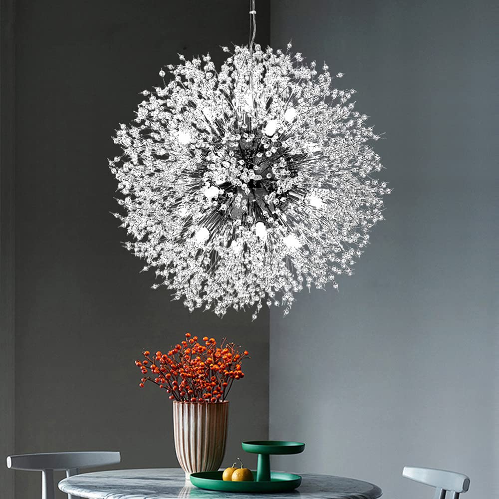 PAZWAHF Modern Dandelion Pendant Lights, Firework Crystal Ceiling Lighting Fixture, Indoor Hanging Lamp for Living Room Restaurant Kitchen