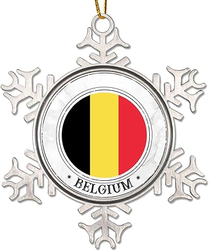 Miniatura 7 de CowkissSign Adorno de Navidad de Bélgica, bandera de Bélgica, regalo de viajero del mundo, adornos de Navidad para árbol de Bélgica, adornos de copo