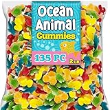Fish Candy Ocean Gummies, 2 Lbs Bulk, Ocean Friends Sea Creatures, Assorted Flavors and Fish Shapes, Sharks, Turtles and More, Soft and Chewy Fishing Themed Candy Treat for Movie Theater, Parties