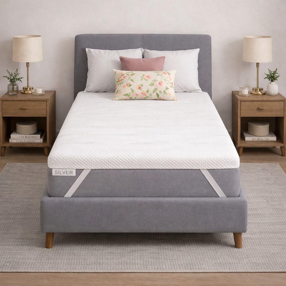 topper Memory Foam 120x190 una piazza e mezza spessore 5 centimetri massaggiante, sfoderabile, ergonomico, antiacaro, antibatterico, anallergico, antipilling, rinfrescante - made in italy