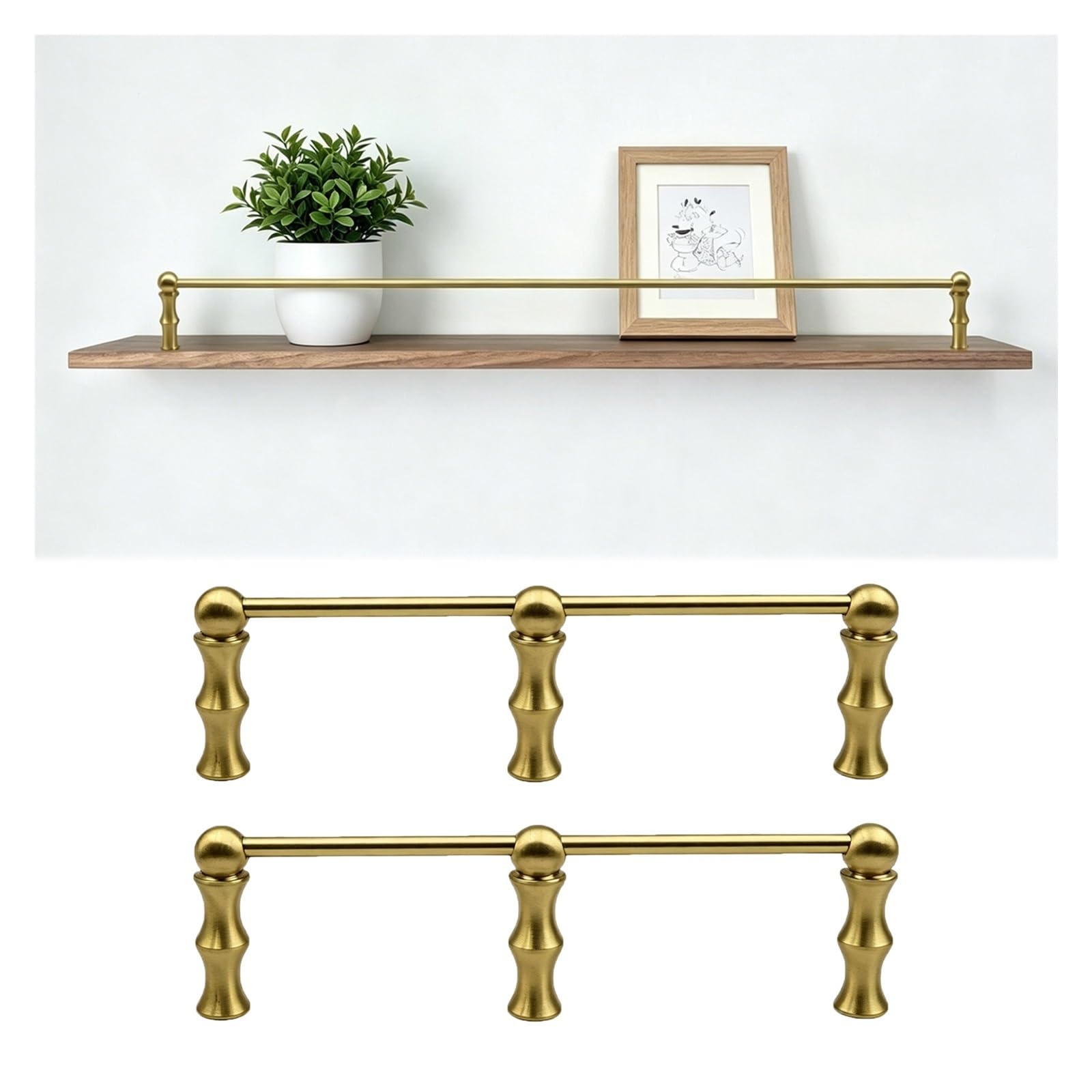 Peynir 2Pcs Metal Shelf Anti-Tipping Guardrail 1 2 3Pcs, Bookshelf/Pantry Cabinet Edge Organizer Rail 150 120 110 100 80 60 50Cm Custom, With Posts & Screws(,60″/152.4Cm)