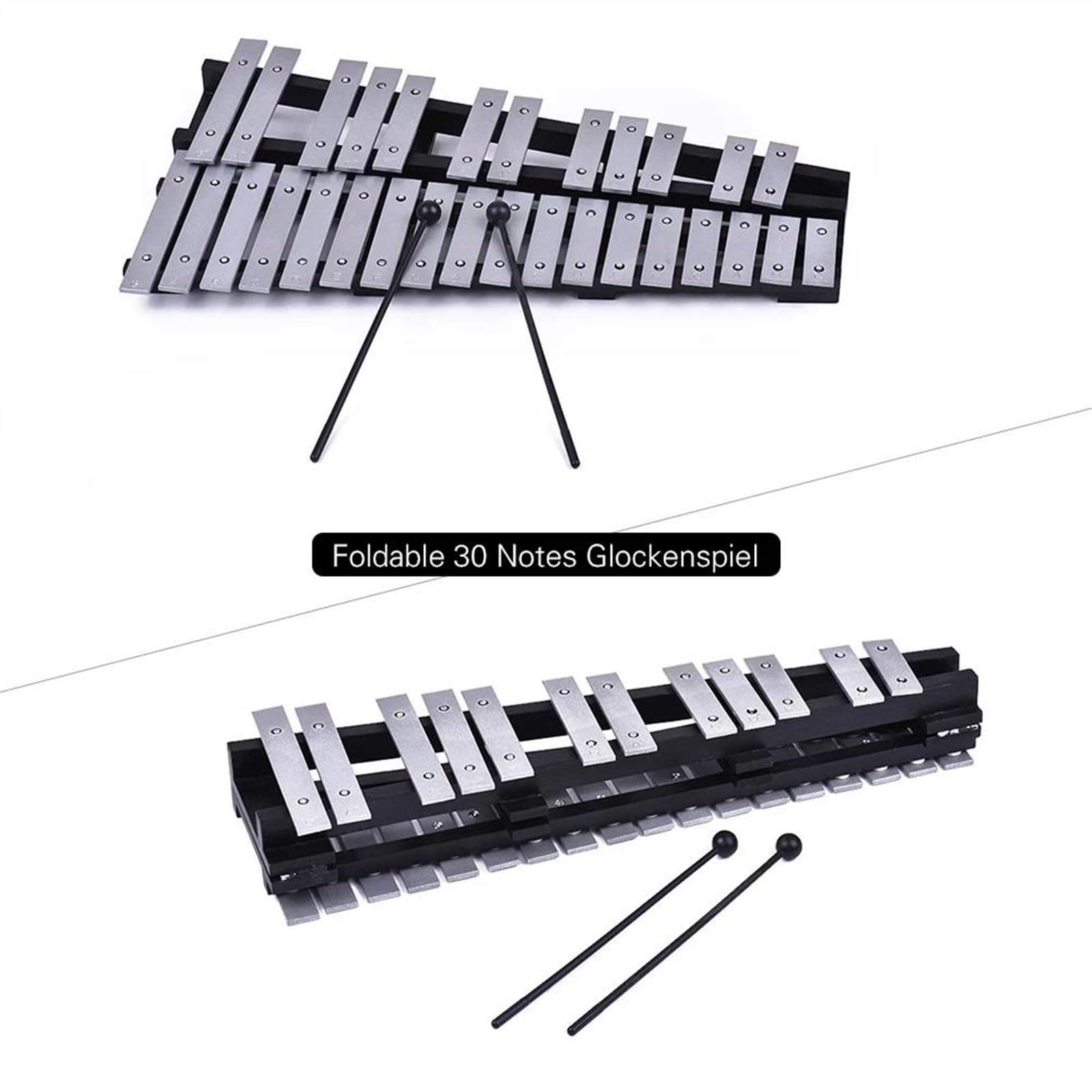xilófono profesional Barras De Aluminio Plegables Con Marco De Madera Para Xilófono Glockenspiel De 30 Notas Con Bolsa De Transporte Fácil De Aprender