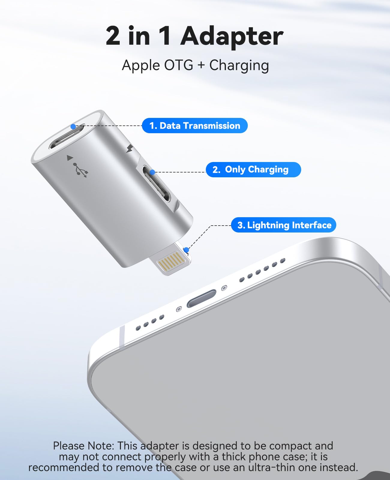 ORICO USB C femmina a Lightning maschio per iPhone 14/13/11/12 Pro Max, compatibile con caricamento, supporto funzione OTG per la trasmissione dati e connessione a SSD esterni - LC10