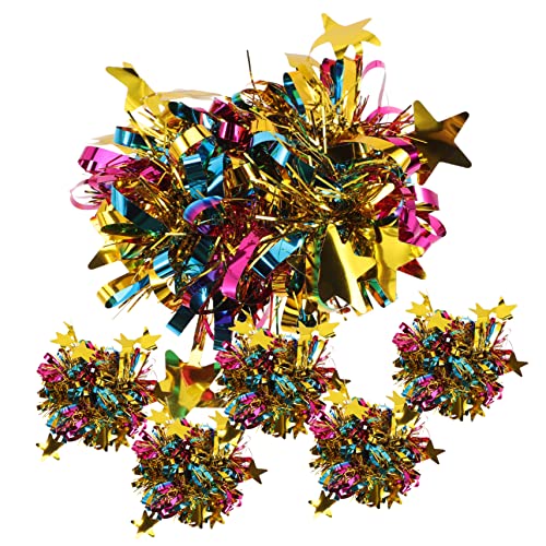 Toddmomy Cheerleading Pompoms Set 6pcs Blue White Pom Poms Cheerleading Games Props for Boys and Girls for Cheerleaders