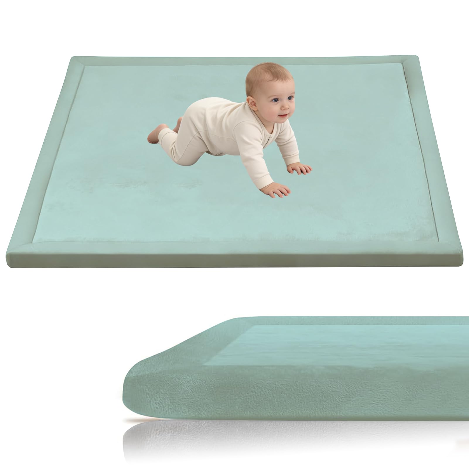 Stqyeiw Crawling Mat for Baby, 3cm Thick Baby Play Mat 150 x 250 cm Sky Blue Area Rug Kids Rug Nursery Rug Play Crawling Mat Coral Velvet Babies Mats for Floor Play with Non Slip Backing