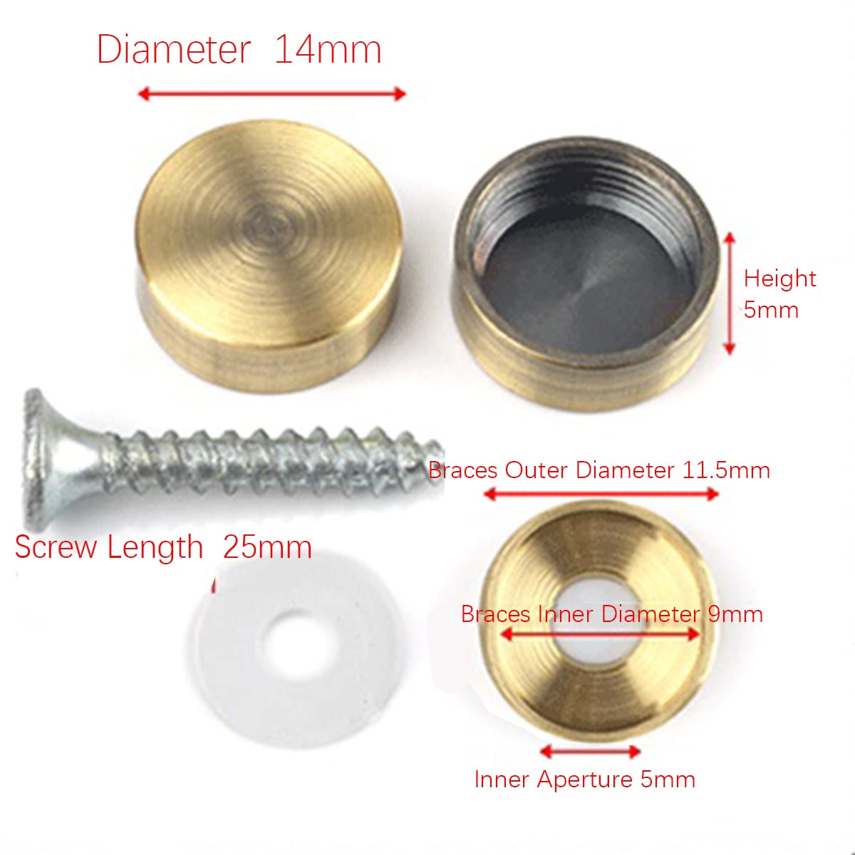 Unifizz Mirror Screws, 14mm Copper Mirror Nails with Decorative Caps - Image 2