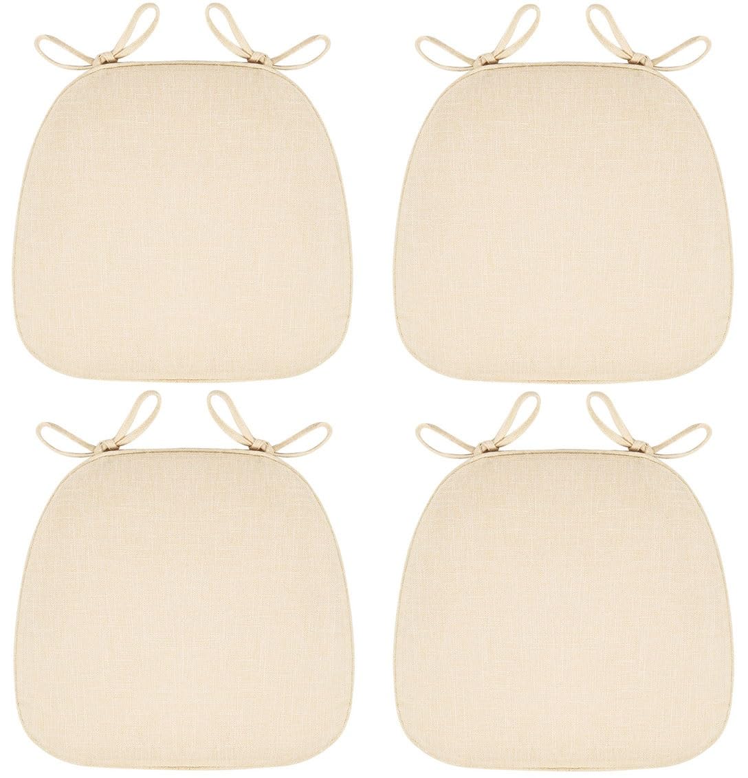 EORNOW Dining Room Chair Cushion 1/2/4/6 Packs Dining Chair Pads With Ties, Removable And Washable Horseshoe-shaped Seat Cushion With Zipper Cover (Color : Light beige, Size : 41x43cm*4 Packs)