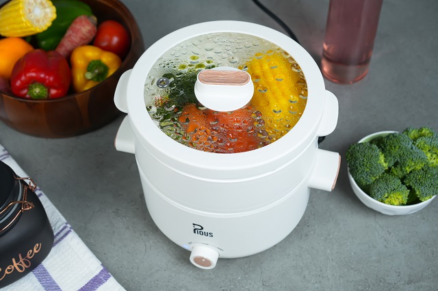 Image of Pious 2L Electric Ceramic Kettle Pot with Steamer, 700W (White)