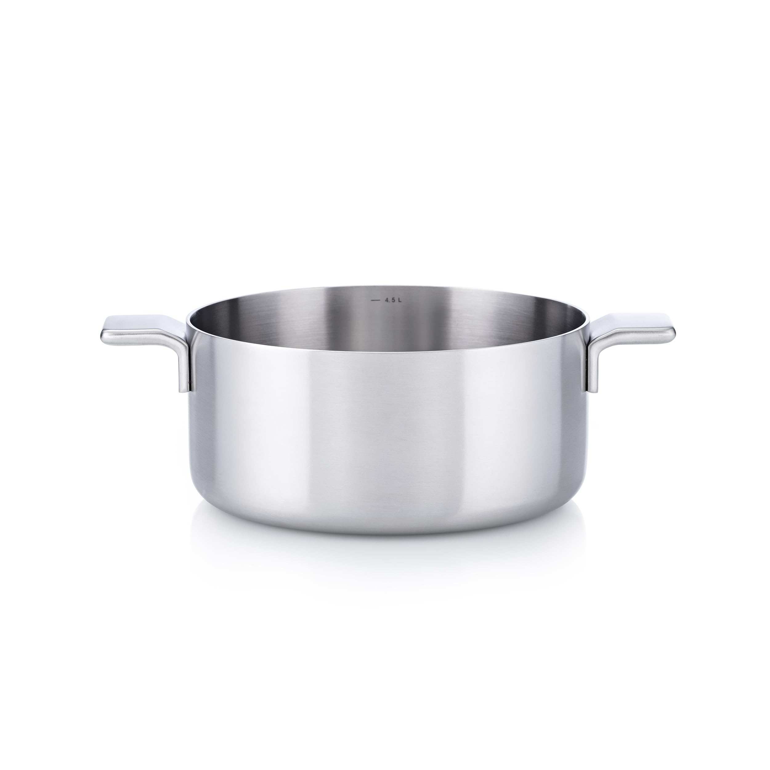 MasterPRO Alessi Bones - Cacerola 24 cm de Acero Inoxidable - Acabado Interior Y Exterior Mate - Cuerpo Recto - Escala Medidora - Asa Lateral Soldada De Fundición Hueca - Apta para Inducción