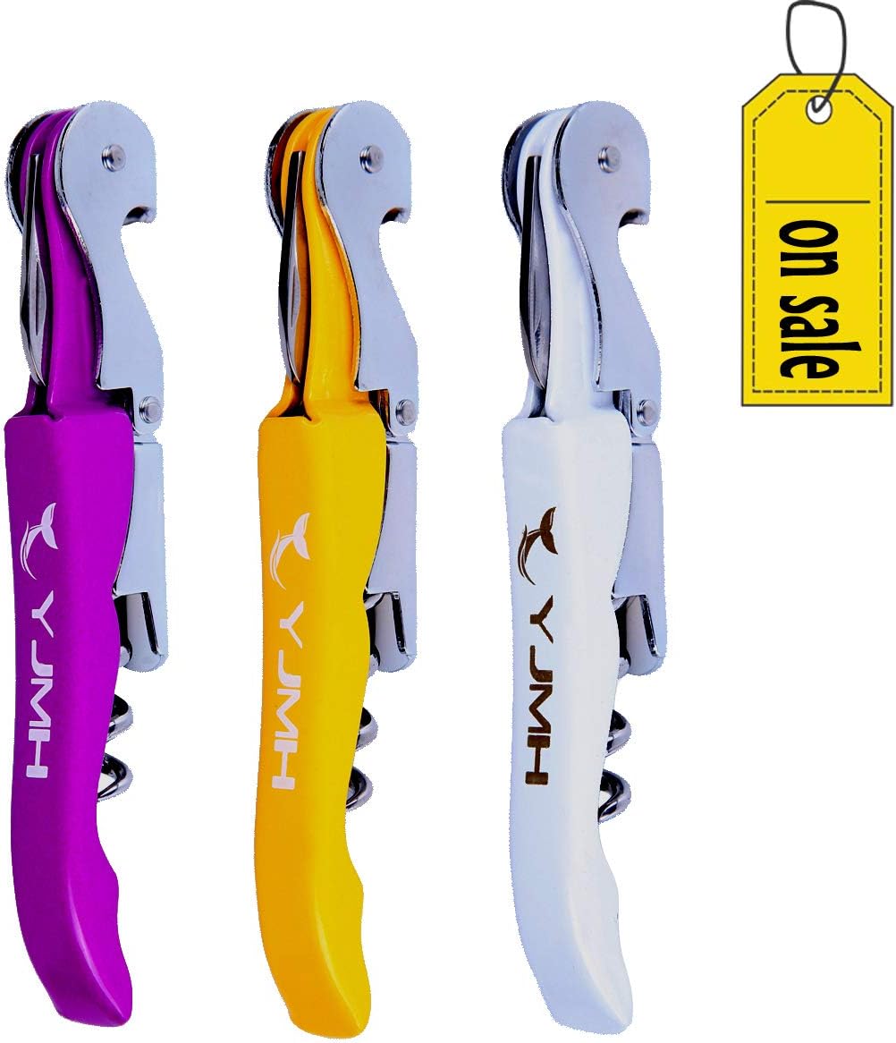 Wine Bottle Opener Waiters Corkscrew Double Hinged Wine Keys With Foil Cutter (Multi1)