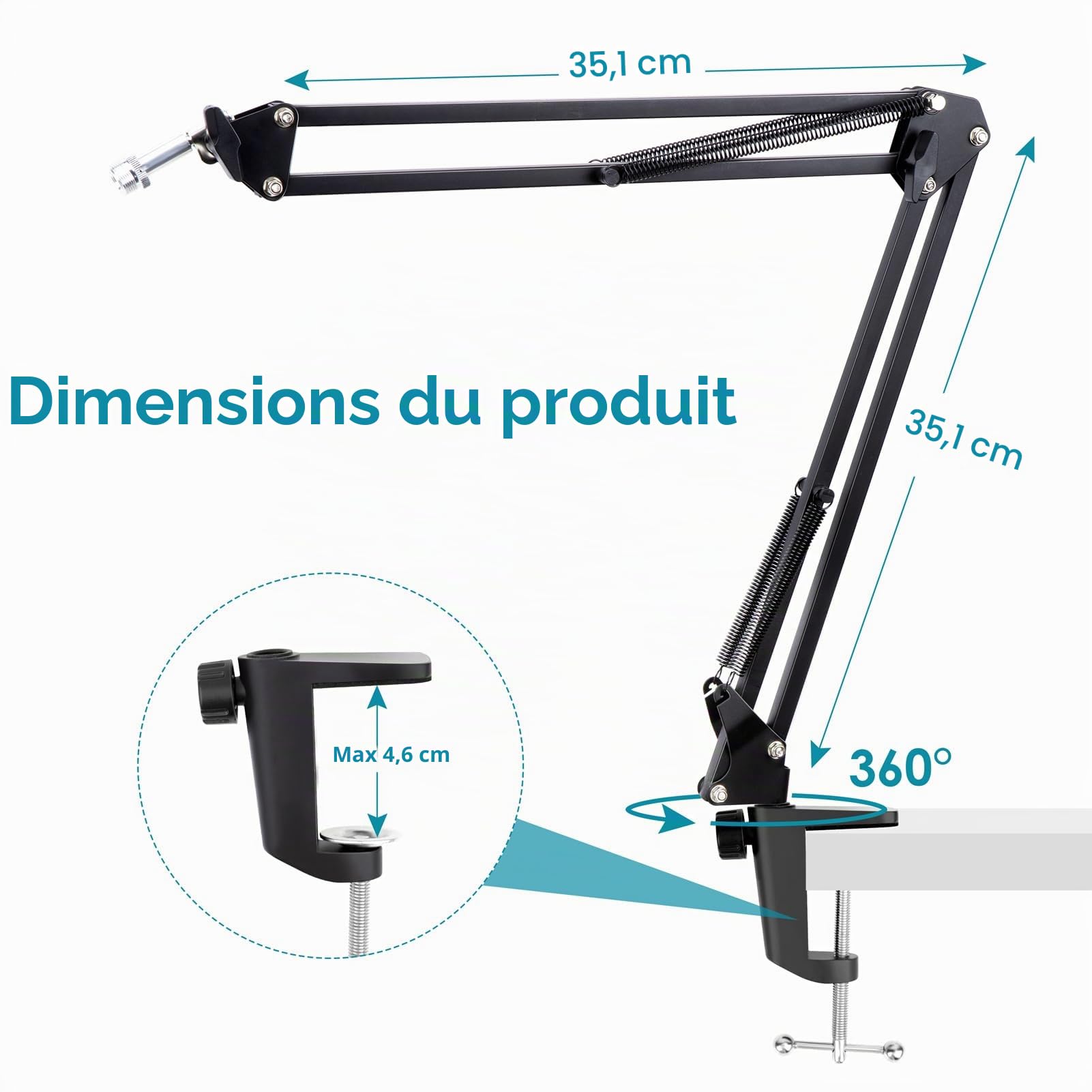 Blue Yeti Support Microphone Professionnel Réglable avec Bonnette Micro Compatible avec Filtre Anti-pop pour Microphone Blue Yeti/Yeti Pro par YOUSHARES