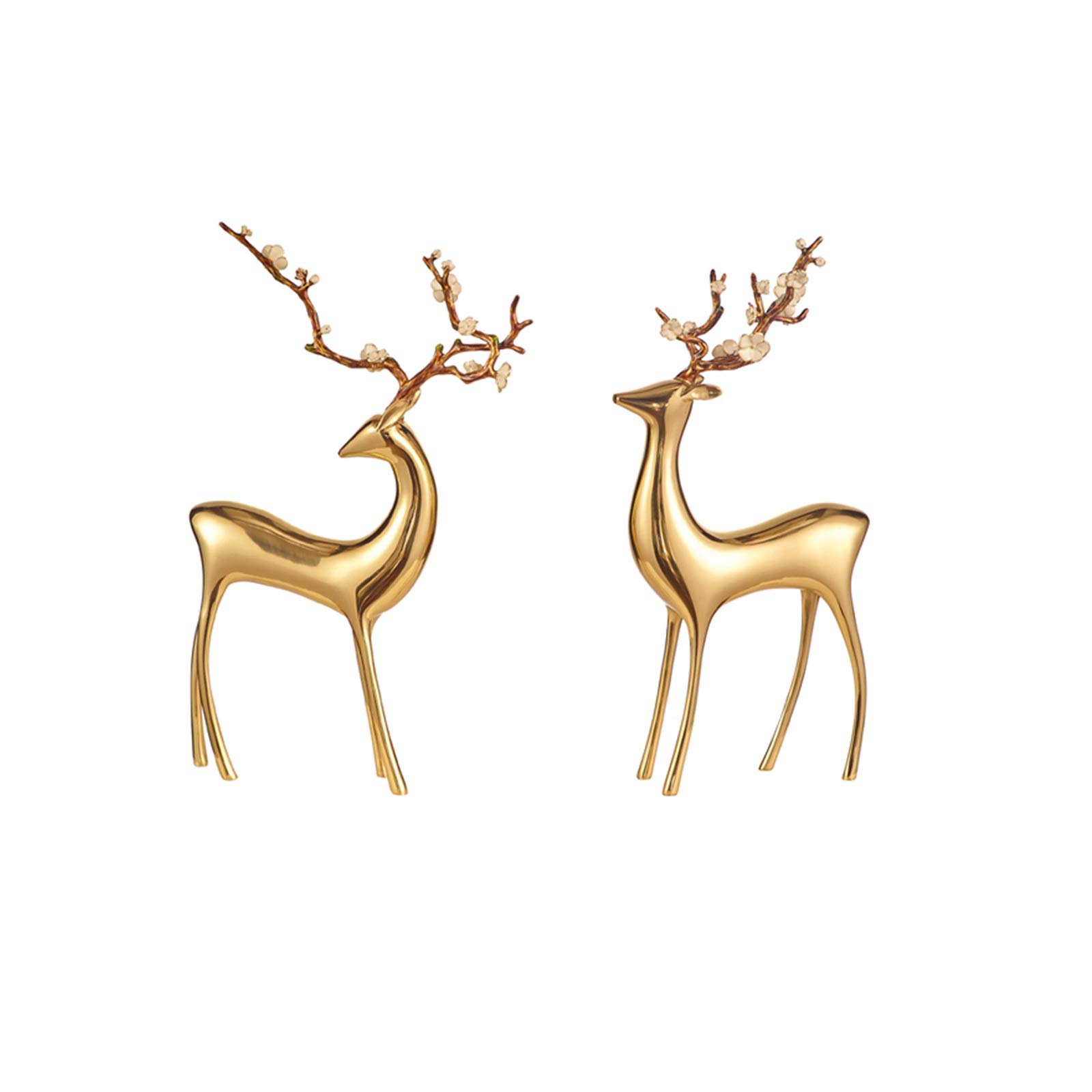 YNIYUJKL Feng Shui Deer Statue Pair Brass Deer Statue Energetic Environment Showpiece Home Office Decor And Gift Deer Decorations Creative Figurine Sculptures,A-A
