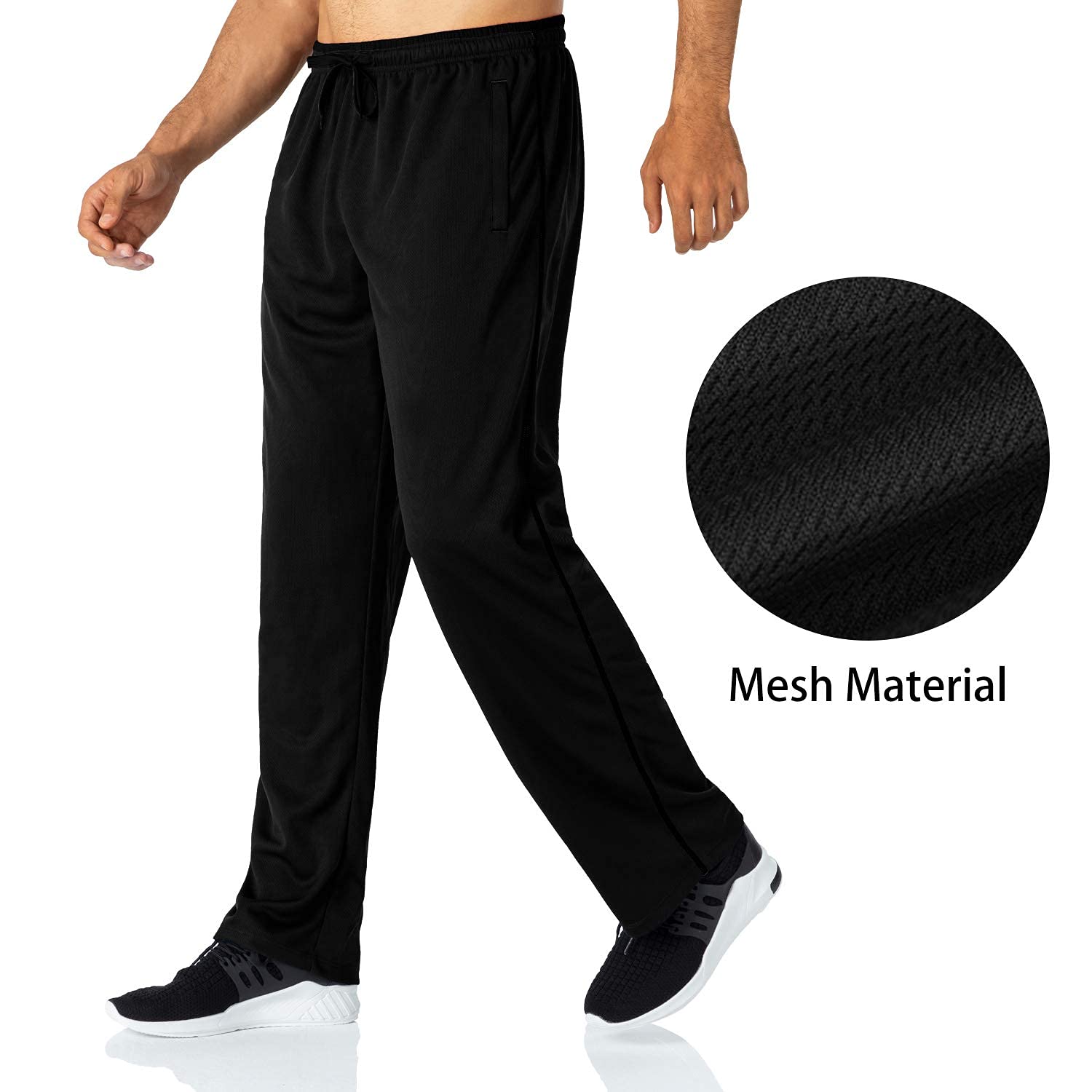 Butrends Pantalon de Jogging pour Homme Pantalon de Course léger avec Poches zippées Pantalon de Sport Taille élastique Pantalon de survêtement à Fond Ouvert