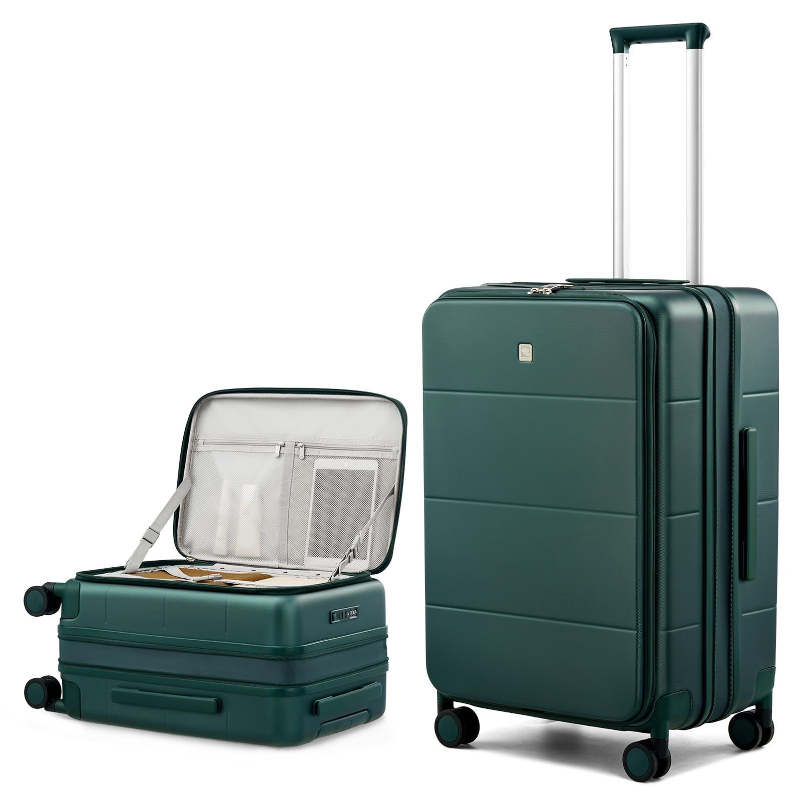Hanke Hardside Expandable Checked Luggage, 24 Inch Top Opening Trunk Luggages with Spinner Wheels, All-PC Hard Shell Suitcase, Lightweight TSA Checked-Medium(Blackish Green, 83L)