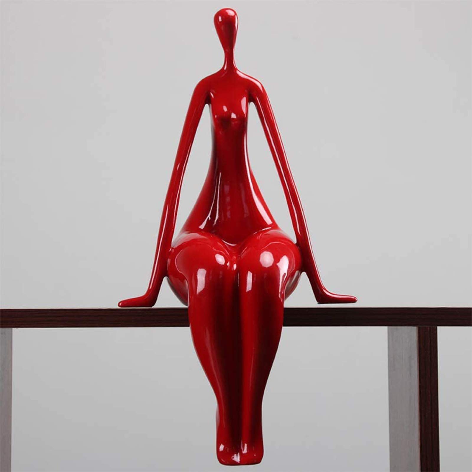 Red Deko Skulptur Dicke Frau Gross,Skulpturen Und Figuren Modern zu einer Frauen geschenk,Abstrakte Kunst Harz Figur Charakter Handarbeit Zubehör Dekoration für Wohnkultur Büro Bücherregal Deko