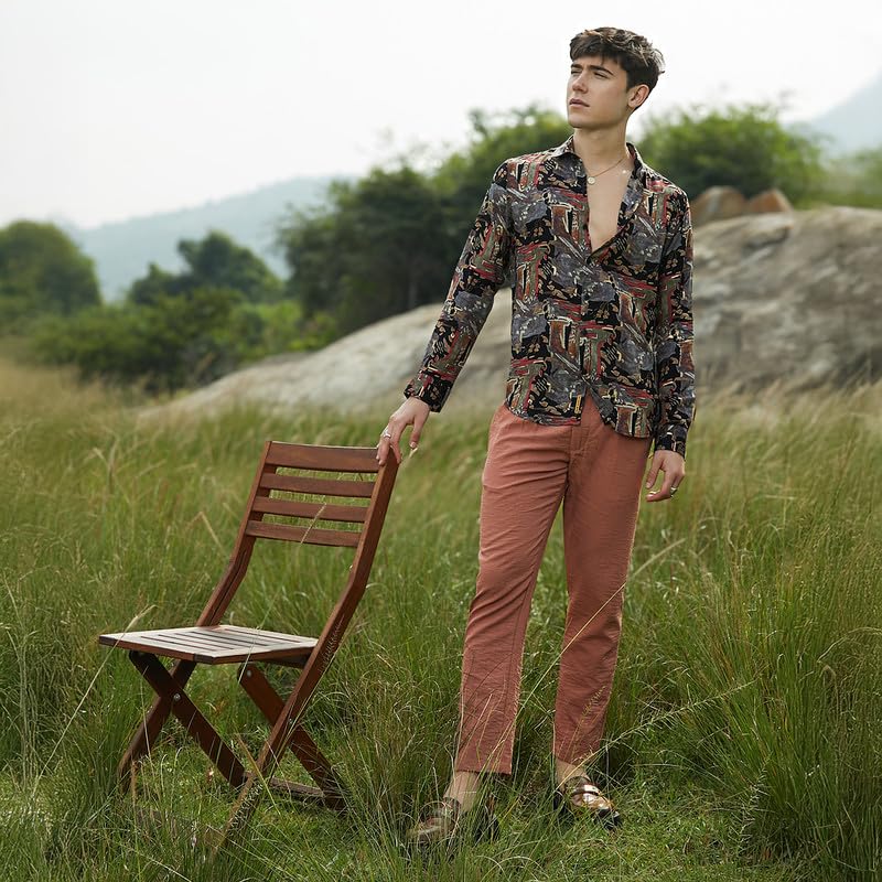 Image of CAHOOT Men's Shirt for Casual Wear | Spread Collar | Long Cuffed Sleeves | Button Closure | Shirt Crafted with Comfort Fit for Everyday Wear