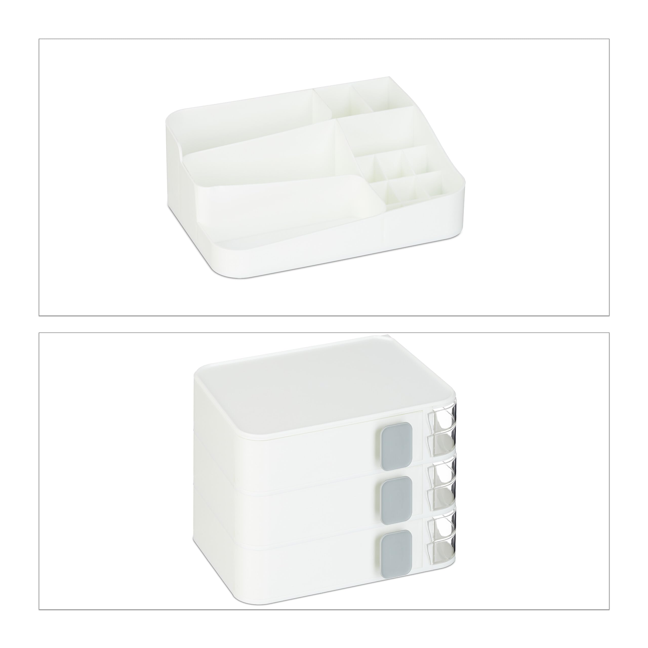 Relaxdays Organizer na kosmetyki, 24 przegródki, tworzywo sztuczne, wys. x szer. x gł.: 27,5 x 26 x 21 cm, organizer na kosmetyki, biały