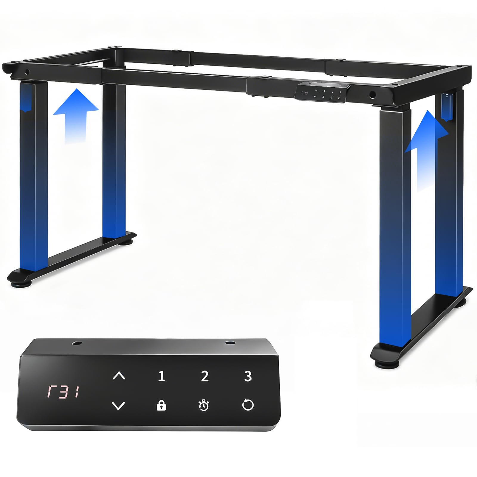 Höhenverstellbarer Schreibtisch Elektrisch mit 2 Motoren, 150Kg Schreibtisch Höhenverstellbar mit 3 Memory-Steuerung & Steh Erinnerungs & Fehlverriegelungsschutz, Schreibtisch für Zuhause,Büro