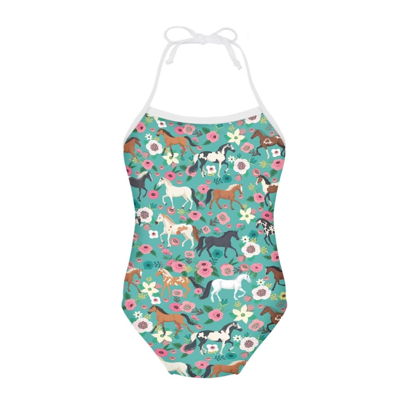 ELEQIN Cartoon Animal Cute Girls One Piece Swimsuit Adjustable Swimwear for 3Y-10Y