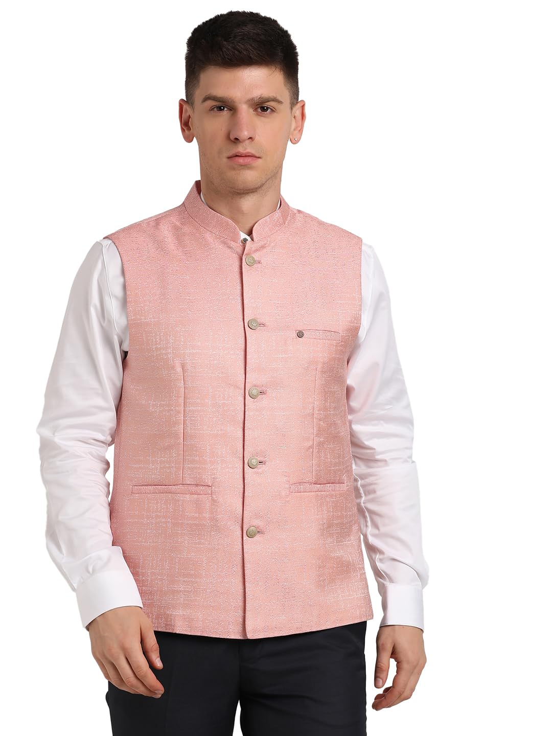 turtle Men Cotton Viscose Light Pink Nehru Jacket-picture-31