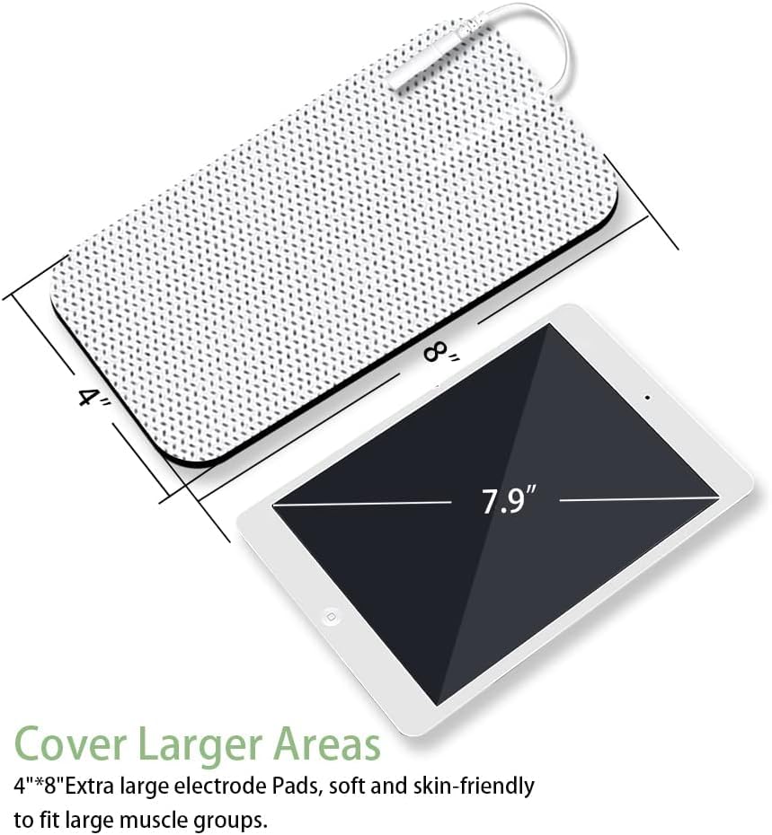 Image of TENS Unit Replacement Pads for Waist and Lower Back Pain Relief 4X8 inch Extra Large TENS Unit Pads Self-Adhesive SM Electrode Pads Compatible with TENS 7000, AUVON TENS- 6 Pcs