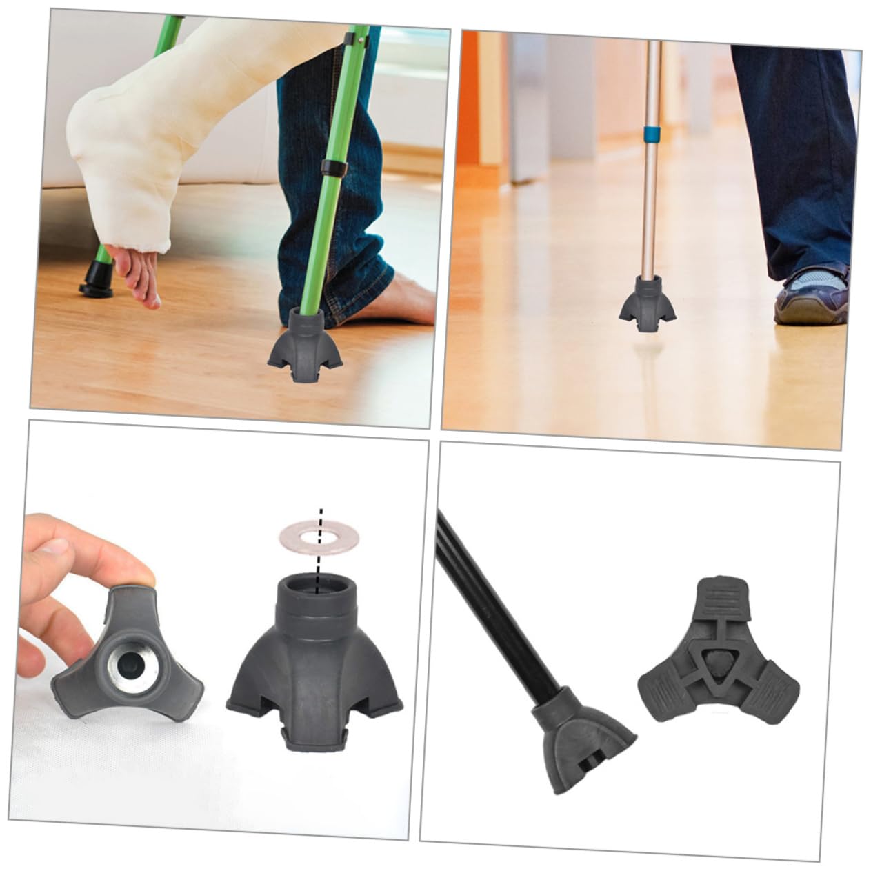 Beaupretty 5 Ensembles Béquilles Poignées Cannes pour Marcher Antidérapant Tapis Patins Antidérapants Pointes De Canne Couvre-Pieds pour Bâtons De Trekking Caoutchouc Black 2 Pièces * 5