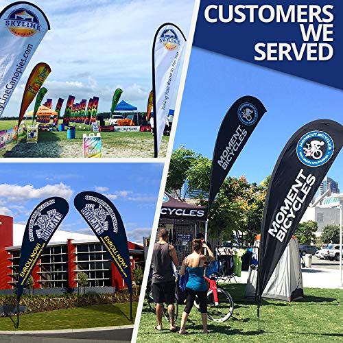 Anley Custom Advertising Teardrop Flag 3 X 7.5 Ft Double Sided - Print Your Own Logo/Design/Words - Indoor & Outdoor Commercial Banners Flags (Include Flagpole + Cross Base + Water Bag) - Thumbnail 3