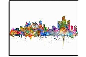 Detroit Skyline Watercolor Art Print: Adorn Your Living Room with an Artistic Masterpiece