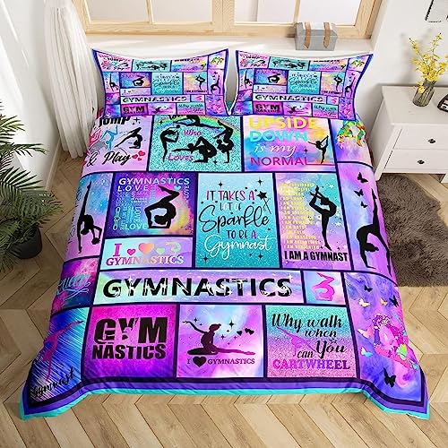 Juego de ropa de cama con diseño de gimnasia y estampado a cuadros 2